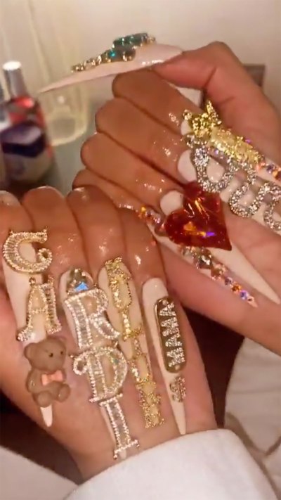Fans Convinced Cardi B Hinted at Baby No 2 Sex With Elaborate New Manicure 2