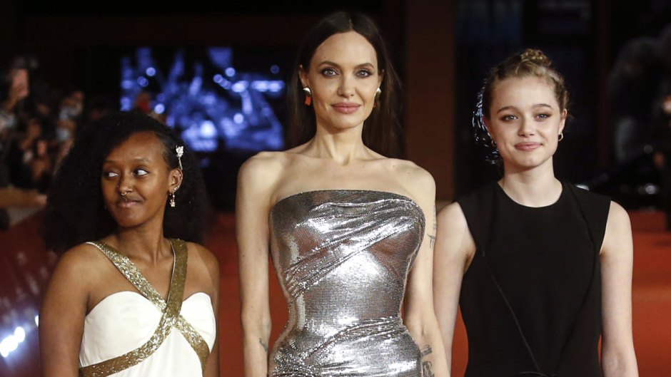 Angelina Jolie's Daughters Shiloh and Zahara Stun in Black and White Dresses at 'Eternals' Rome Premiere