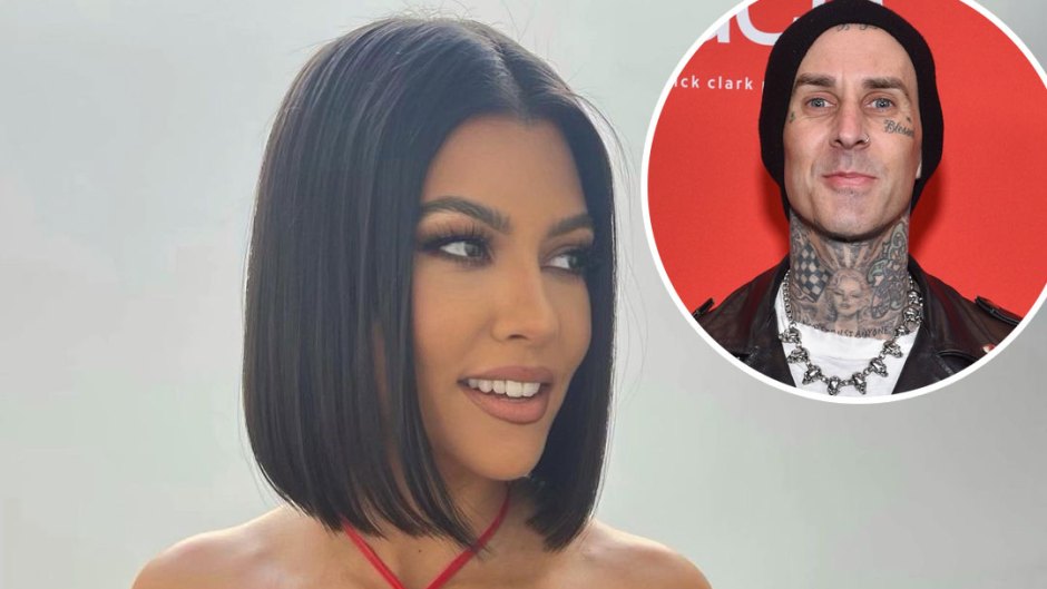 Kourtney Kardashian Stuns in Red Latex Dress Amid Engagement to Fiance Travis Barker