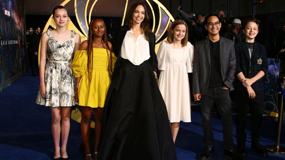 Shiloh Jolie Pitt Stuns Printed Dress London 'Eternals' Premiere While Sis Vivienne Recycles Her Look