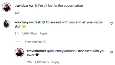 Travis Barker Blushes After Kourtney Kardashian Tells Fiance She's Obsessed With Him