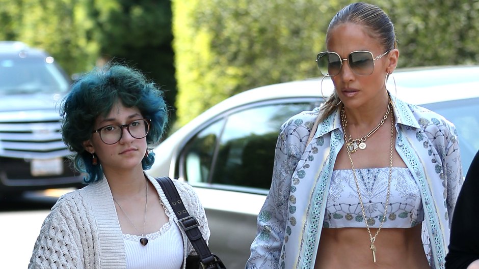 jennifer lopez daughter emme match in ripped jeans during christmas shopping outing
