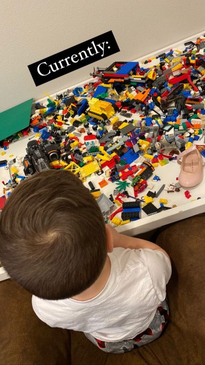 Jackson plays with Legos after surgery