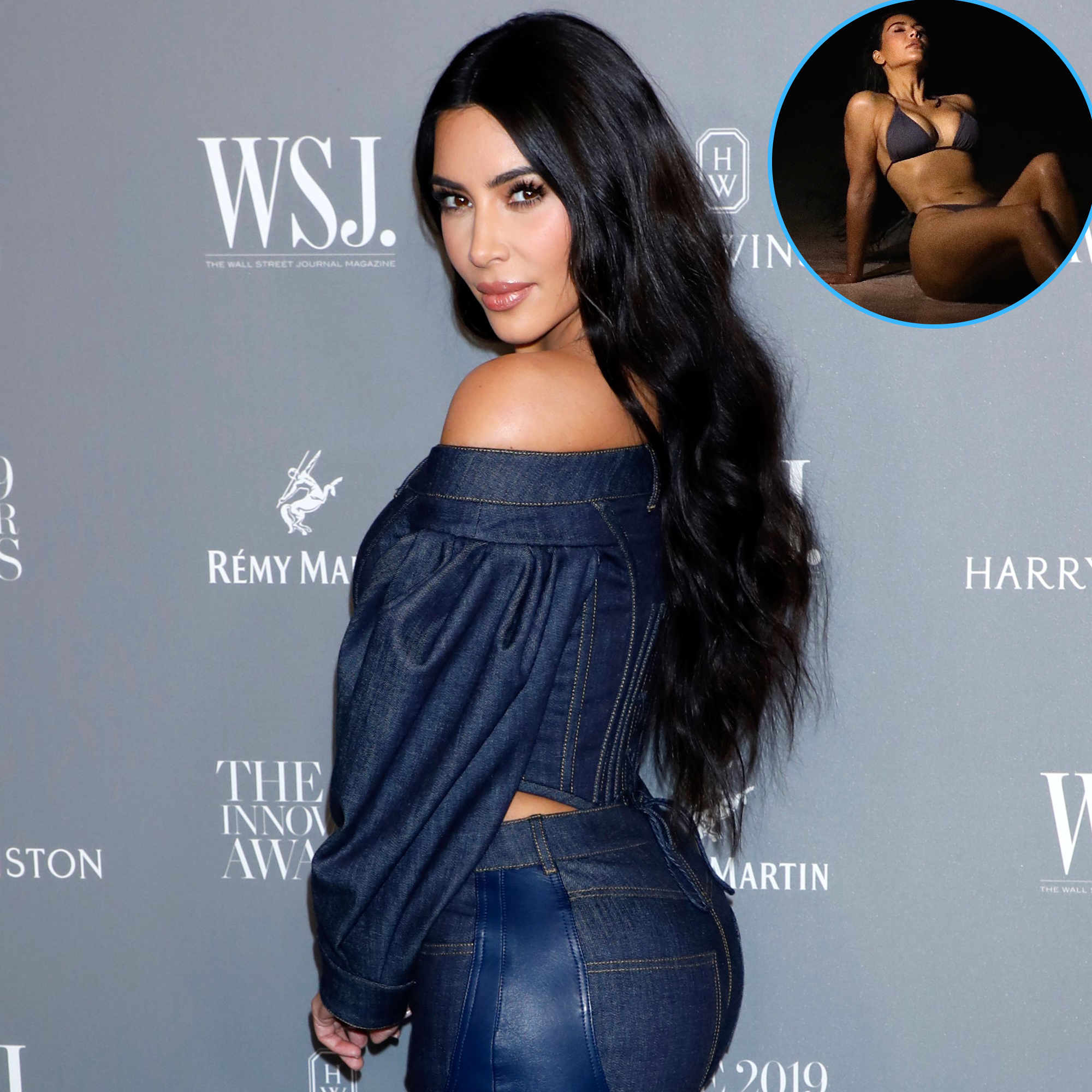 Kim Kardashian Flaunts Curves in Black Bikini and Nude One-Piece for Skims Swim Photo Shoot