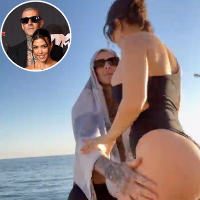 Travis Barker Playfully Grabs Kourtney Kardashian's Bare Behind in Thong During Romantic Laguna Beach Getaway
