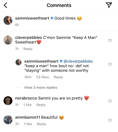 ‘Jersey Shore’ Alum Sammi Sweetheart Claps Back at Fan Who Implied She Can’t ‘Keep a Man’