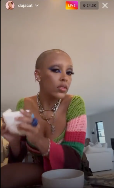 Doja Cat Debuts Shocking New Makeover After Shaving Head and Eyebrows on Instagram Live