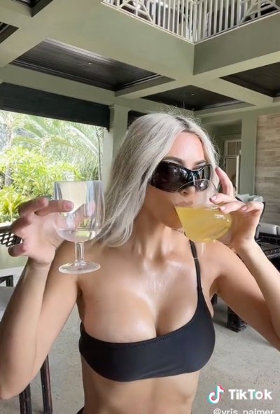 Kim Kardashian Wears Risque Bikini Top Drinking Shots: Photos