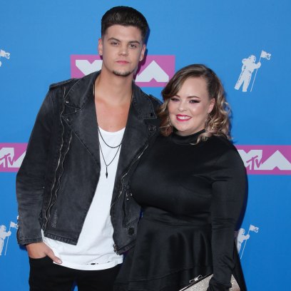 Tyler Baltierra standing next to wife Catelynn Lowell at the VMAs