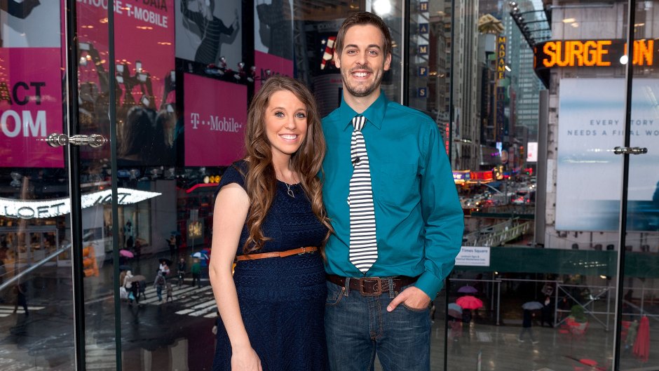 Jill Duggar and Derick Dillard on the set of "Extra." Derick recently revealed that Jim Bob Duggar uses Google alerts to keep track of the family.