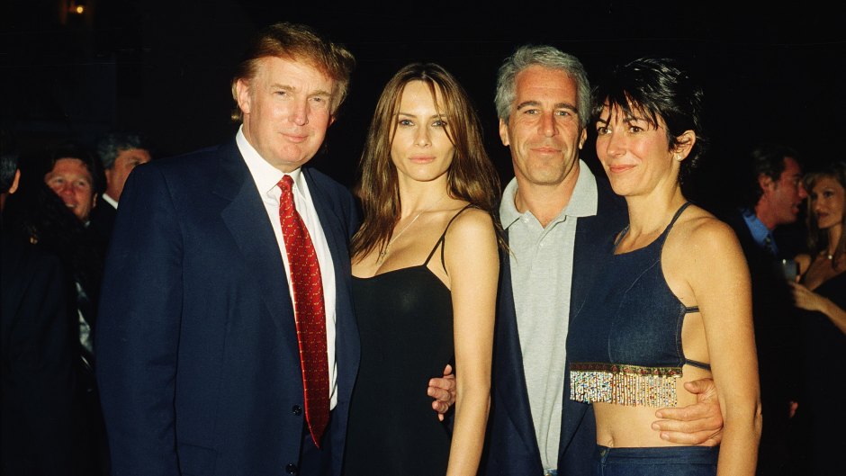 Donald Trump, Melania Trump, Jeffrey Epstein and Ghislaine Maxwell pose for a group photo.
