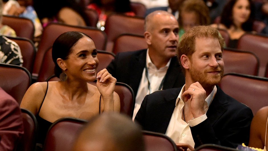 Meghan Markle and Prince Harry smile from their sets at the Bob Marley: One Love premiere.