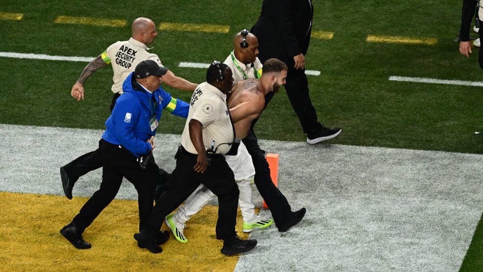 Shirtless Streakers Tackled on the Field at Super Bowl 2024