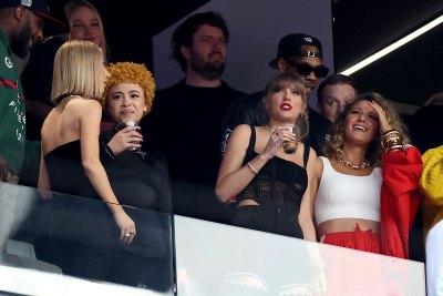 Taylor Swift in suite at Super Bowl with Ice Spice and Blake Lively
