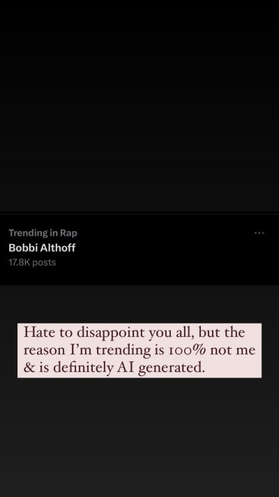 Bobbi Althoff Deepfake statement