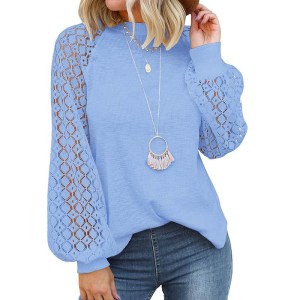 Casual Sweater with Lace Sleeves