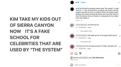 Kanye West Instagram post demanding Kim take their children out of Sierra Canyon school