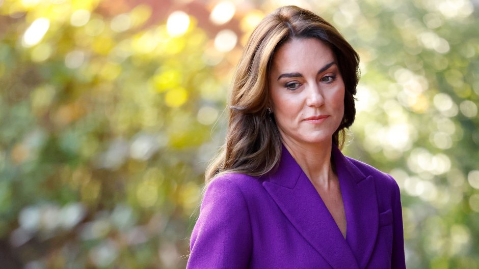 Kate Middleton wearing a purple ensemble