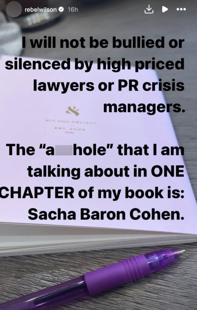 Sacha Baron Cohen Slams Rebel Wilson s A hole Memoir Claim