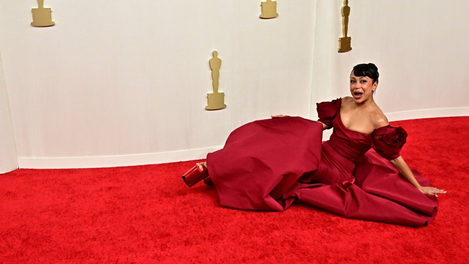 Liza Koshy Falls on the Oscars 2024 Red Carpet [Photos]