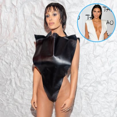 Bianca Censori Channels Kim Kardashian in Plunging White Dress